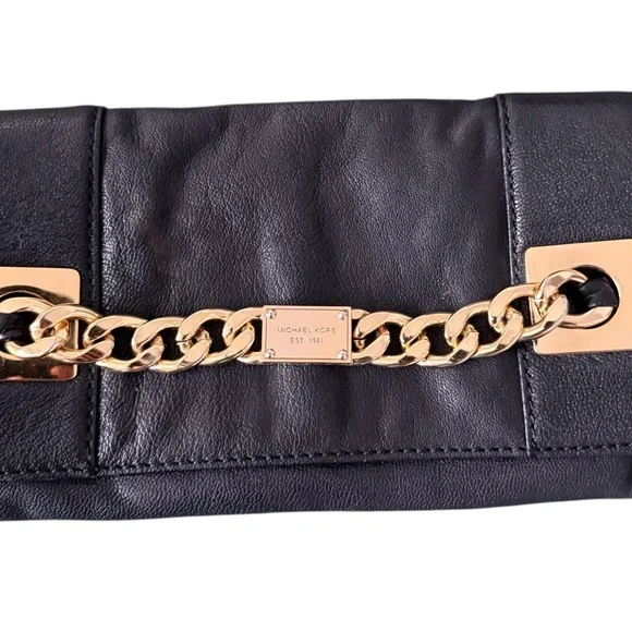 Michael Kors Black Clutch with Gold Chain - Picture 1 of 6